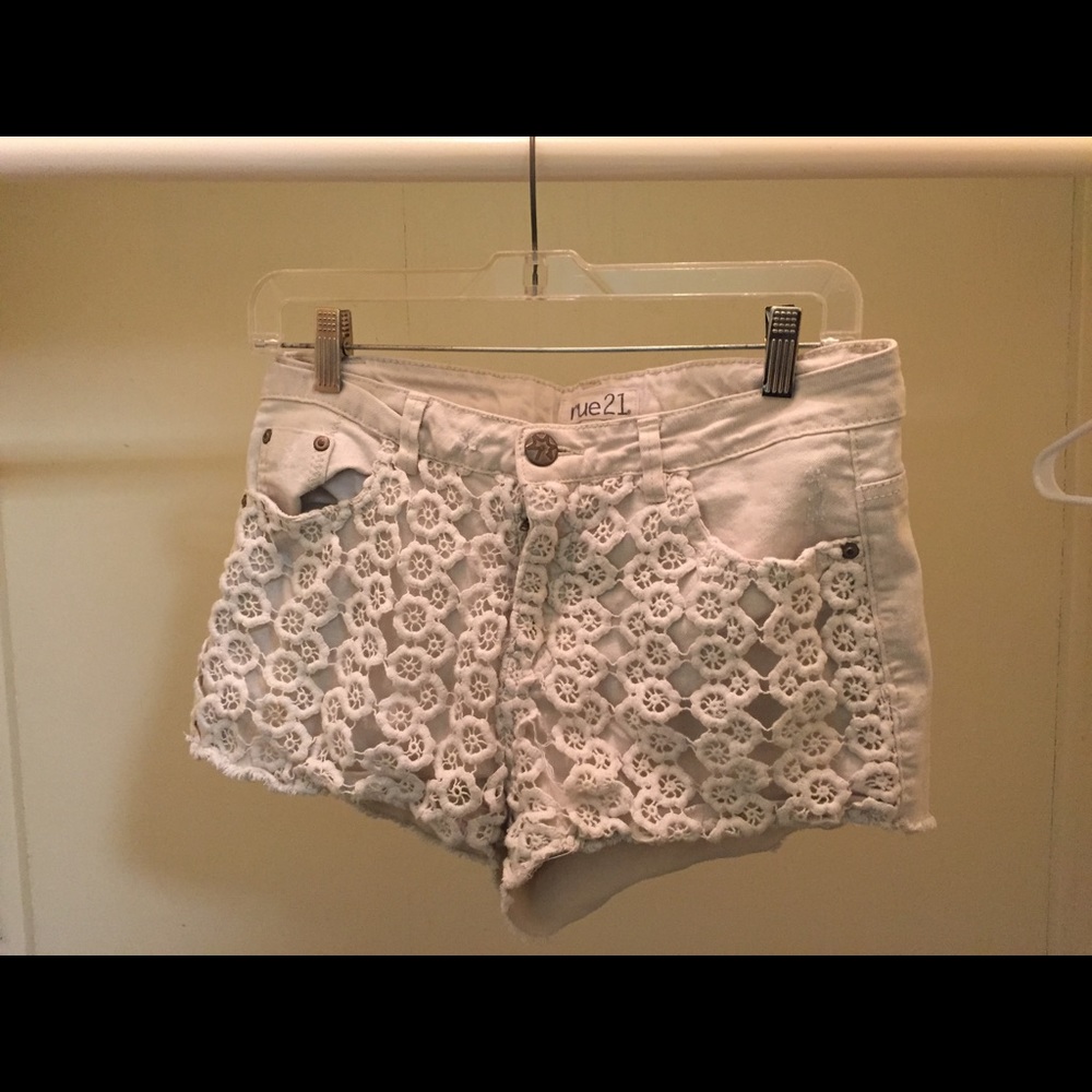 Lace jean shorts